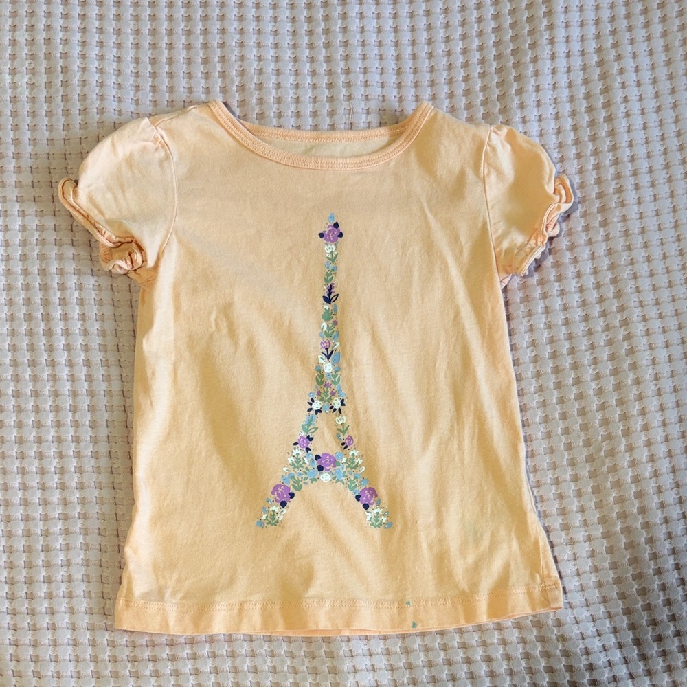 Carter's Peach Floral Eiffel Tower Tee